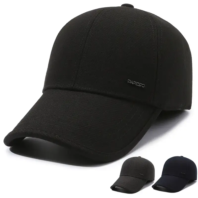 Men's Black Fleece Ear Protection Hat Winter Warm - Image 4