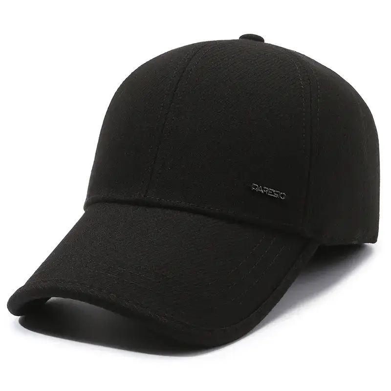 Men's Black Fleece Ear Protection Hat Winter Warm - Image 7