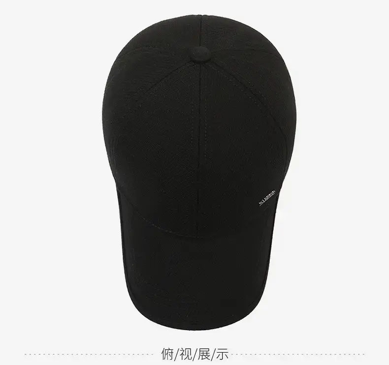 Men's Black Fleece Ear Protection Hat Winter Warm — feature 12