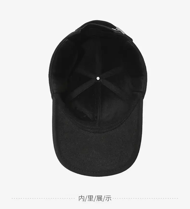 Men's Black Fleece Ear Protection Hat Winter Warm — feature 13