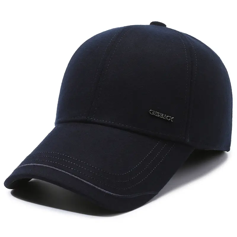 Men's Black Fleece Baseball Cap Autumn Winter Warm