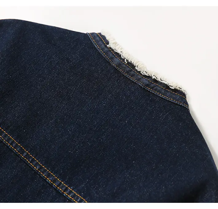 Women Denim Jacket Dark Blue Washed Stand Collar — feature 16