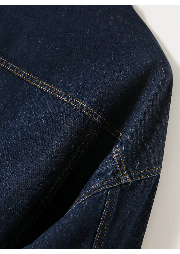 Women Denim Jacket Dark Blue Washed Stand Collar — feature 17