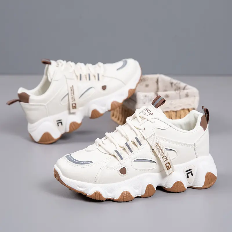 Women White Fila Lace Casual Sneakers 2025 - Image 3