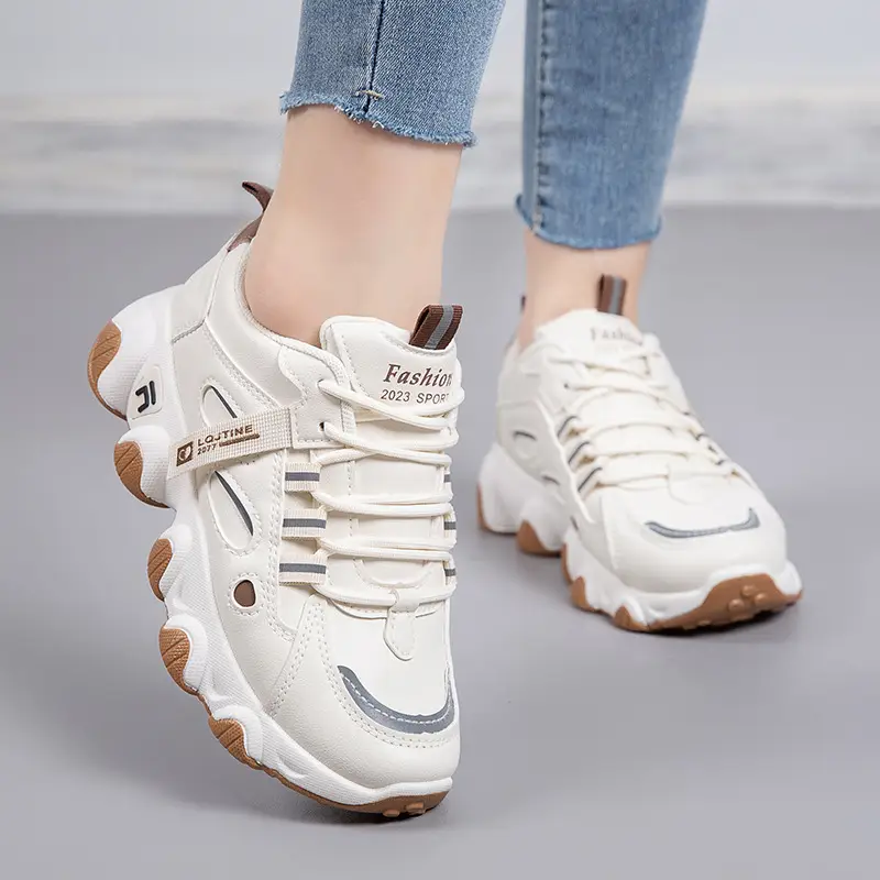 Women White Fila Lace Casual Sneakers 2025 - Image 4