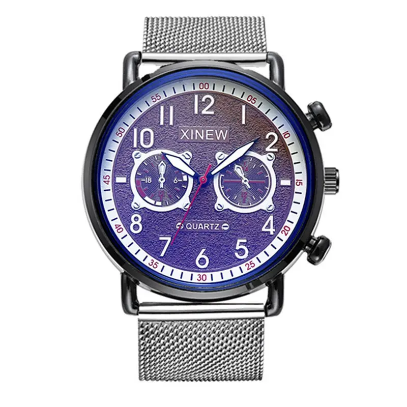 Men's Blue Chronograph Quartz Watch with Mesh Strap