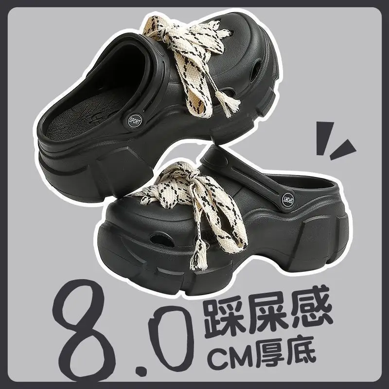 Women's White Lace Crocs with 8.0cm Bottom