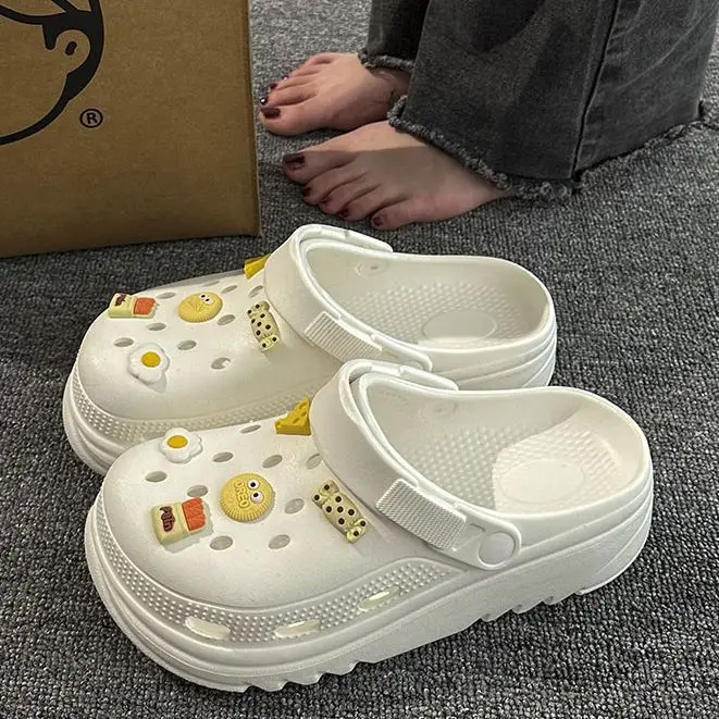Women Croc Sandals White Thick Soled Non-Slip Summer - Image 7
