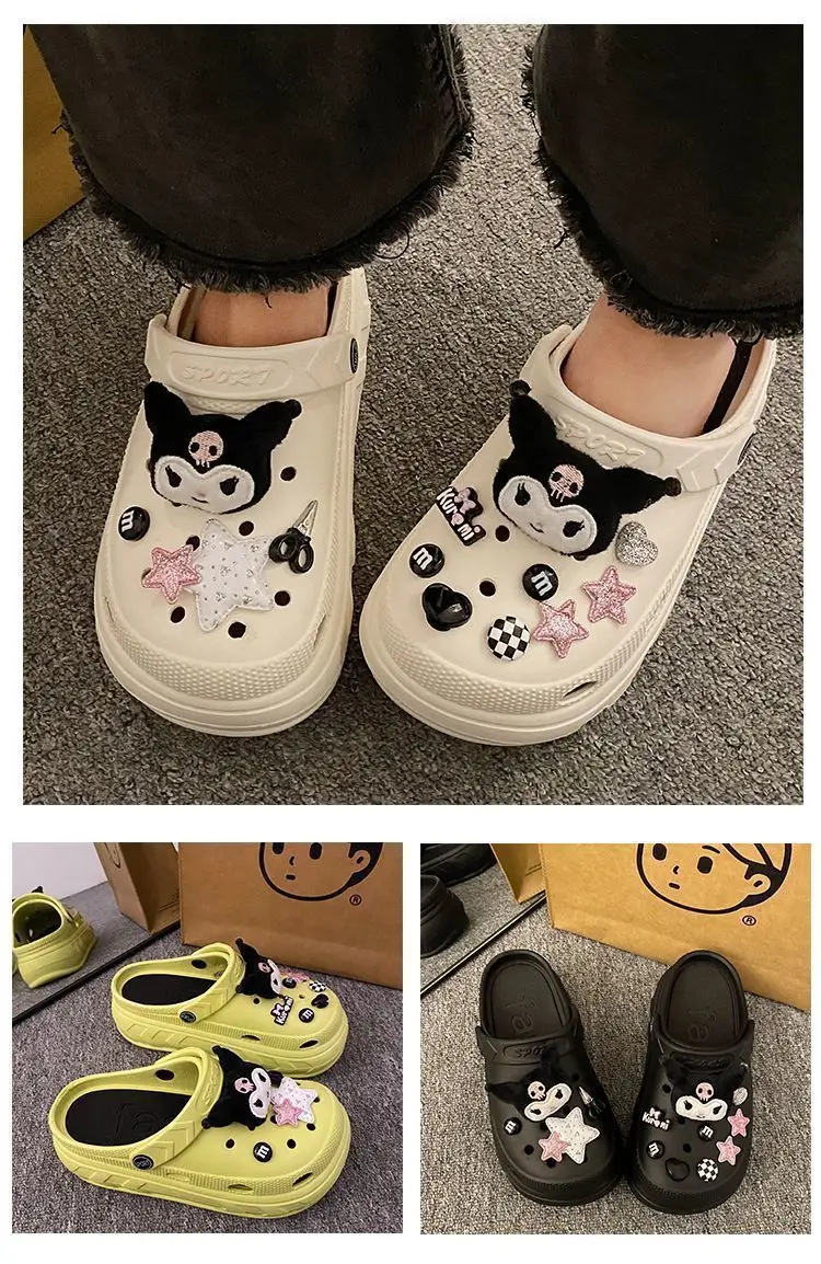Eva Thick-Soled Clogs Women's Summer Outer Wear Non-Slip Non-Smell Ins Cute Kuromi Baotou Sandals for Women — feature 12