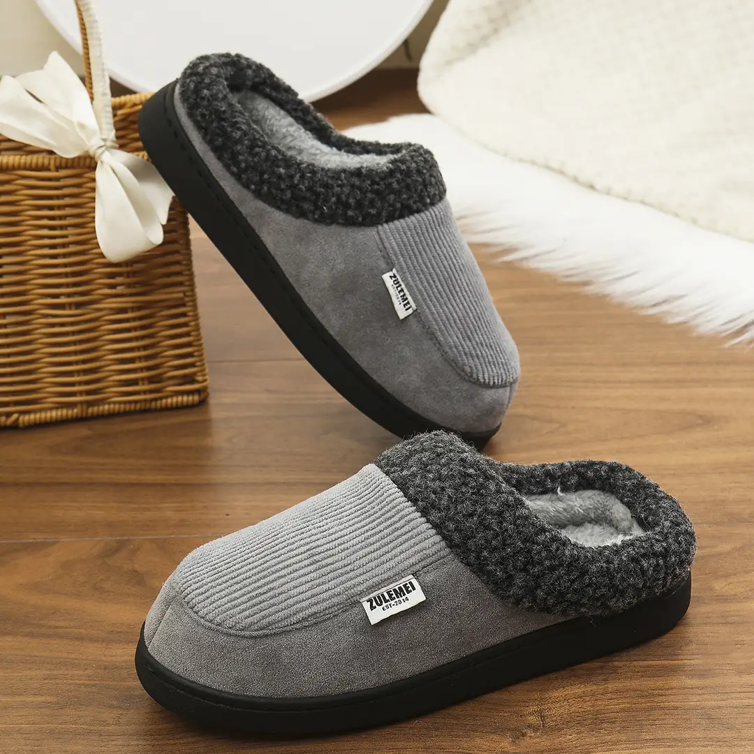 Cross-Border Hot-Selling Indoor Plush Slippers Korean Style Autumn and Winter Couple's Warm Home Non-Slip Cotton Slippers Fashion