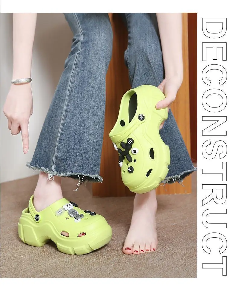 Women's Black Baotou EVA Sandals with Bear Earrings — feature 33