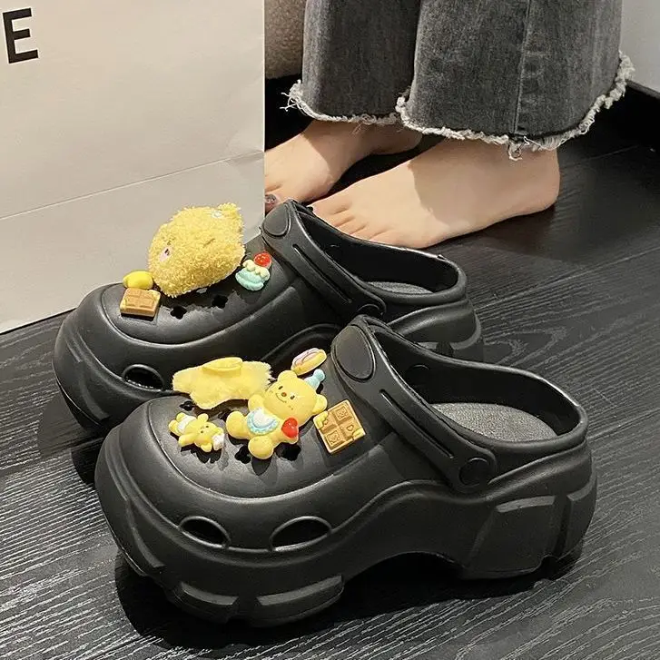 Women EVA Cartoon Hole Shoes Black 2025 Summer - Image 10