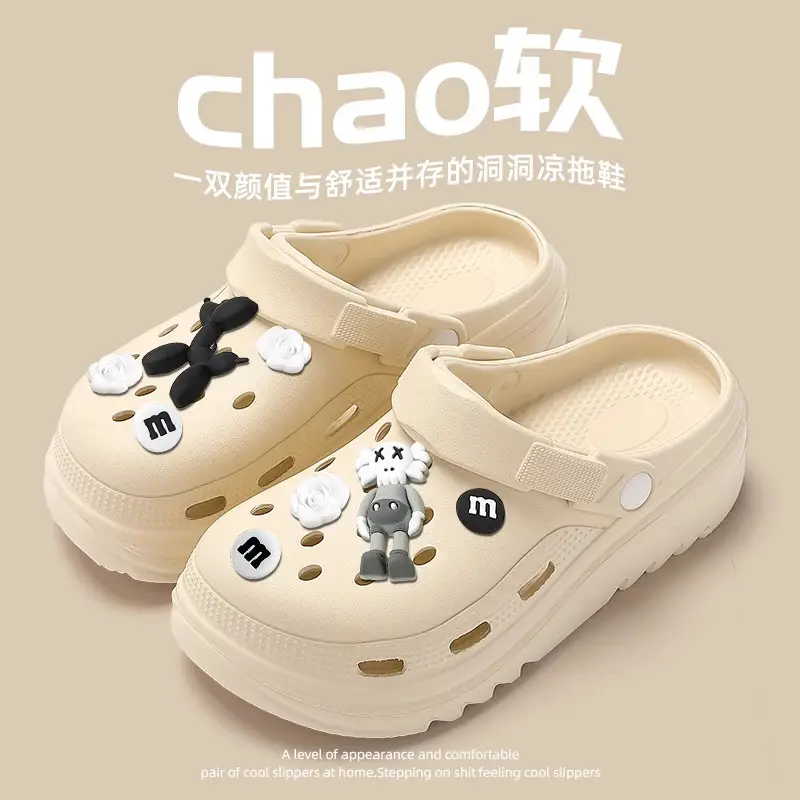 Vietnam's Popular Eva Thick-Soled Clogs for Men, Summer Outdoor Beach Non-Slip Odor-Resistant Platform Closed-Toe Sandals for Women