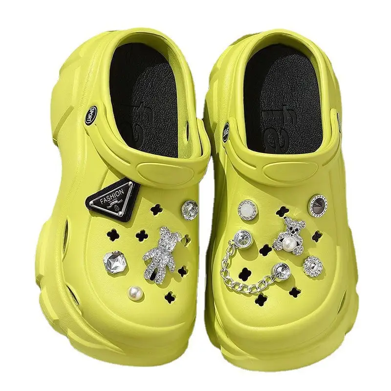 Women's Black Rhinestone Clogs Summer Sandals
