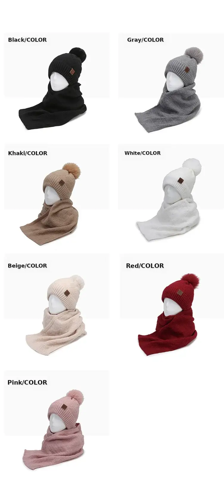 Ladies Winter Beige Knitted Hat & Scarf Set — feature 10