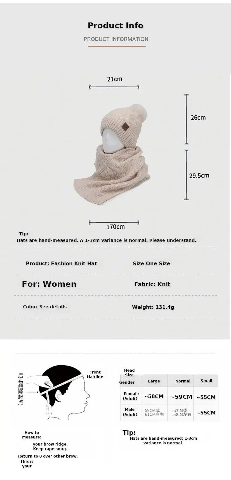 Ladies Winter Beige Knitted Hat & Scarf Set — feature 9