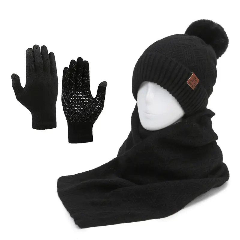 Ladies Winter Beige Knitted Hat & Scarf Set - Image 22