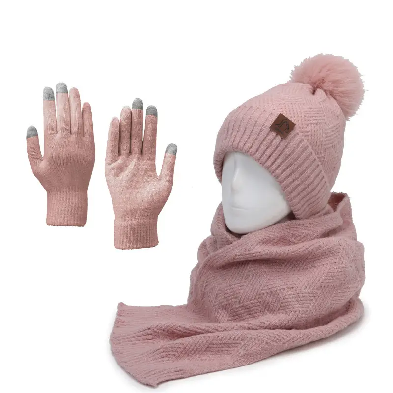 Ladies Winter Beige Knitted Hat & Scarf Set - Image 28