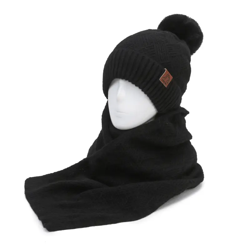 Ladies Winter Beige Knitted Hat & Scarf Set - Image 9