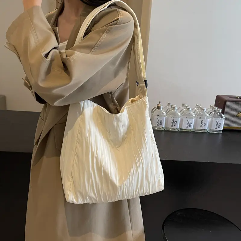 White Pleated Crossbody Bag for Women - Image 4