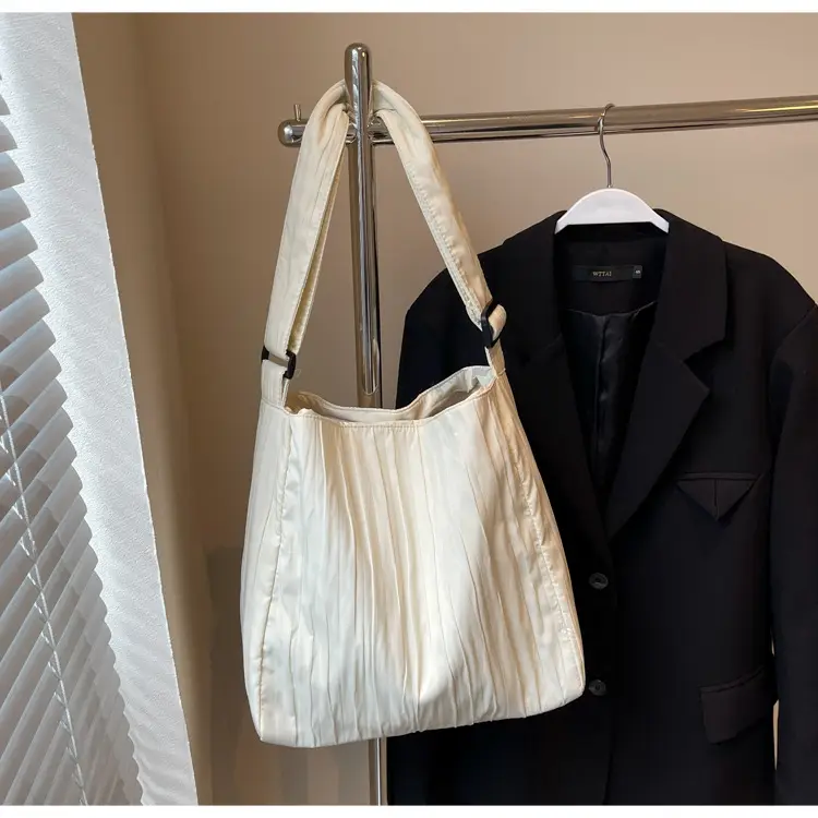 White Pleated Crossbody Bag for Women — feature 17