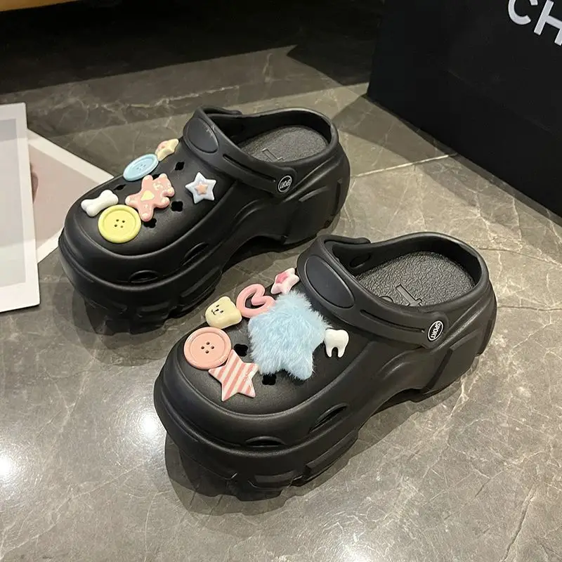 Women's Cute Hole Shoes Black Summer Sandals - Image 2