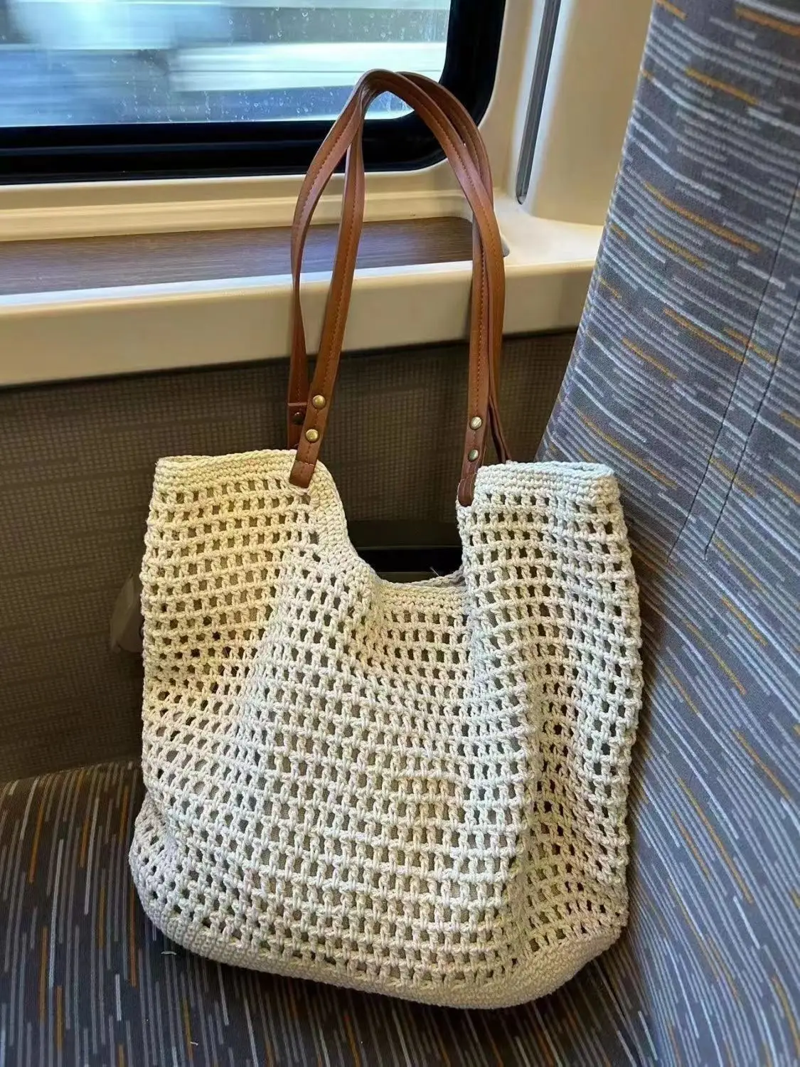 Women's Beige Woven Shoulder Bag for Beach Day — feature 13