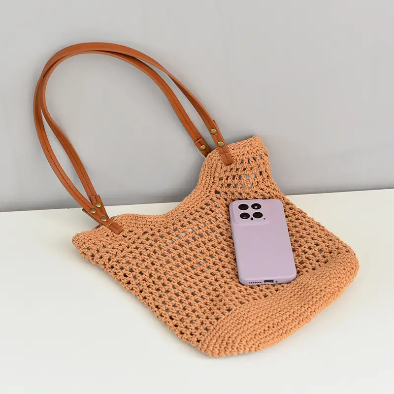 Women's Beige Woven Shoulder Bag for Beach Day - Image 2
