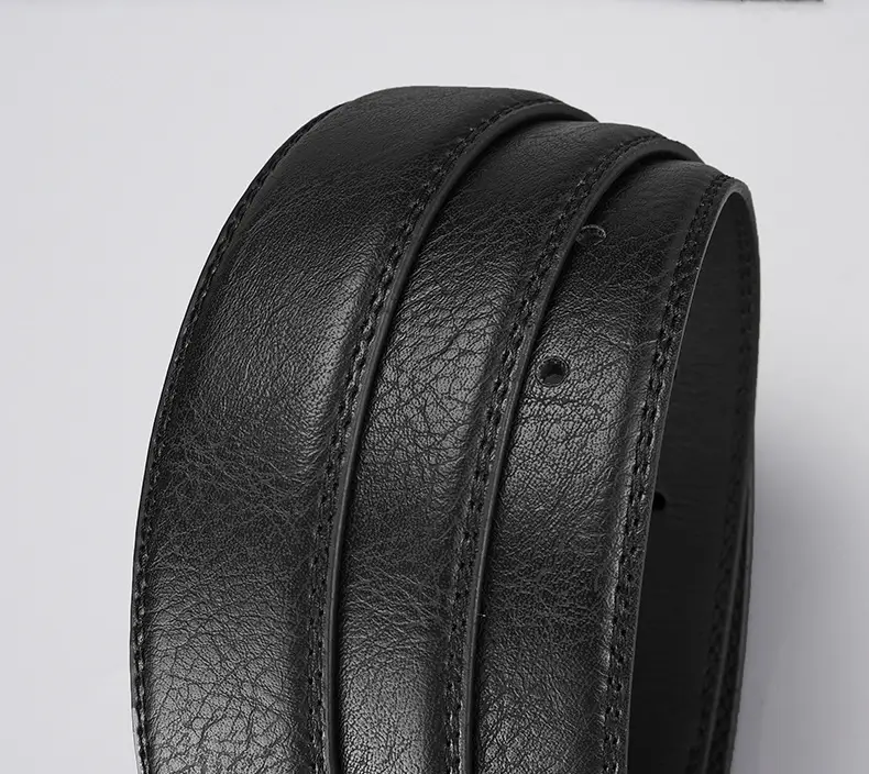 Men's Navy Blue Leather Belt with Silver Buckle — feature 10