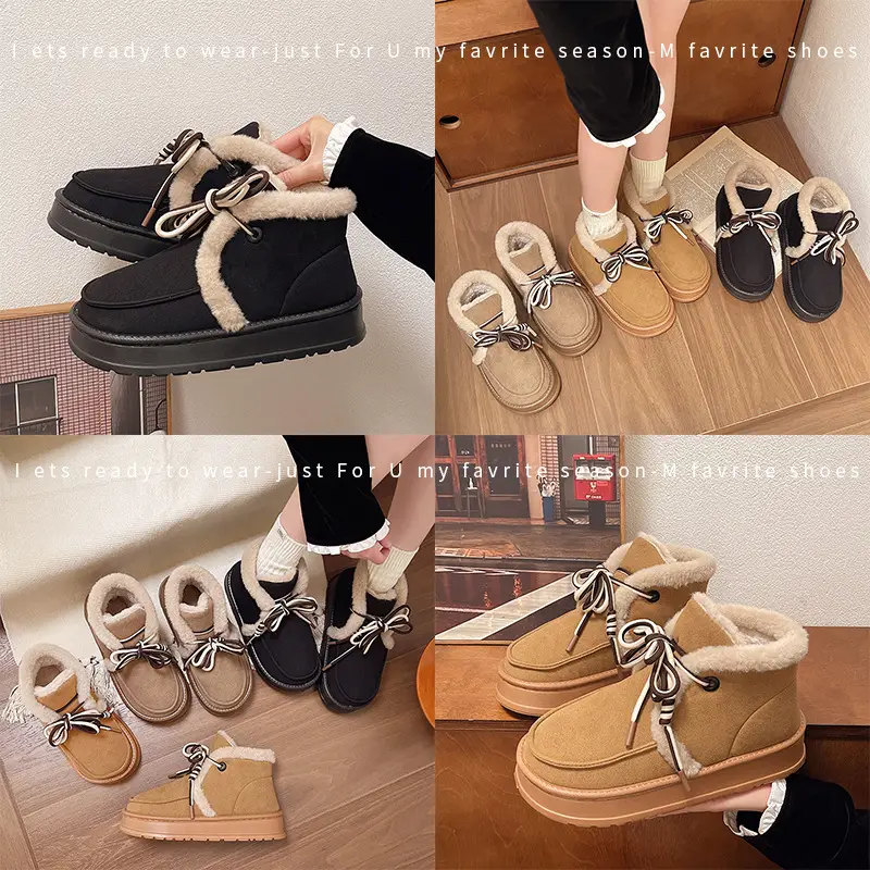 Warm Edge Snow Boots Women's Winter Cyber Celebrity Ins Warm Indoor EVA Thick Sole Increased fleece-lined Thick Cotton Shoes for Outer Wear