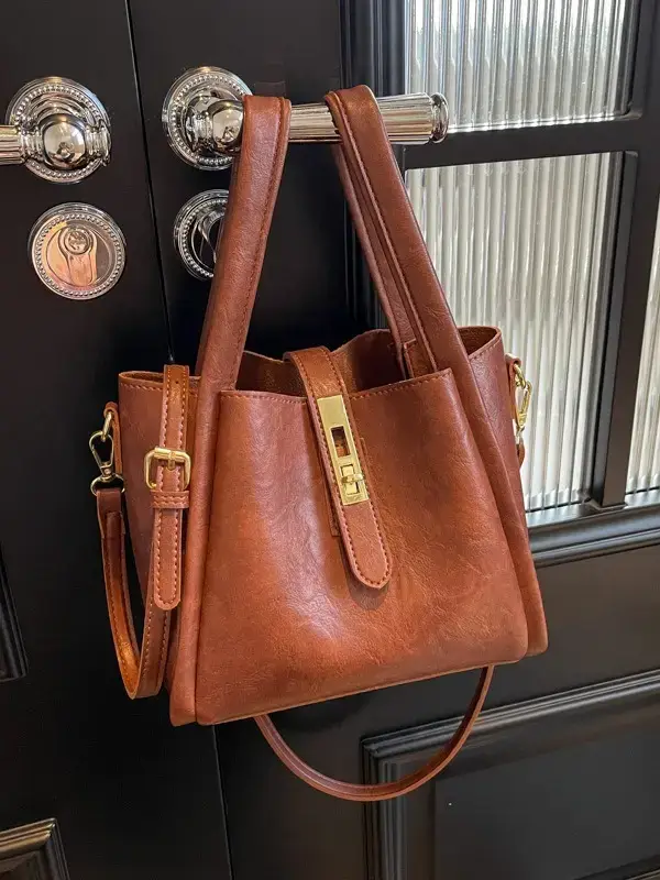 Black Leather Bucket Bag for Women 2024 - Image 8