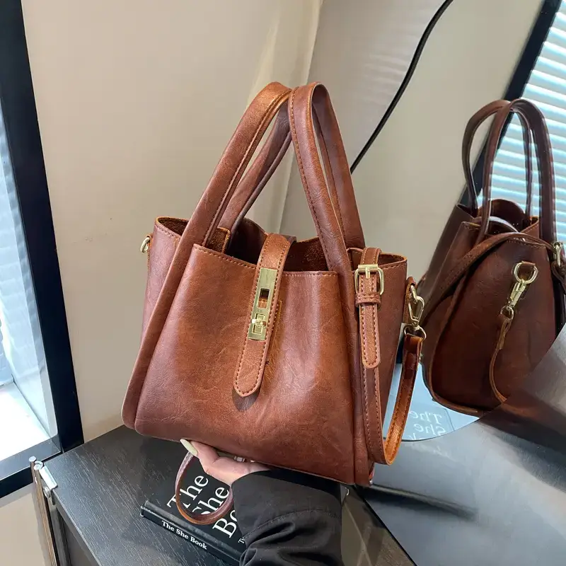Black Leather Bucket Bag for Women 2024 - Image 2