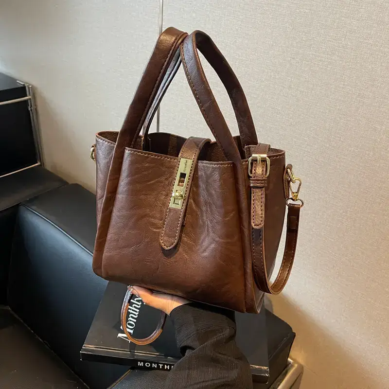 Black Leather Bucket Bag for Women 2024 - Image 3