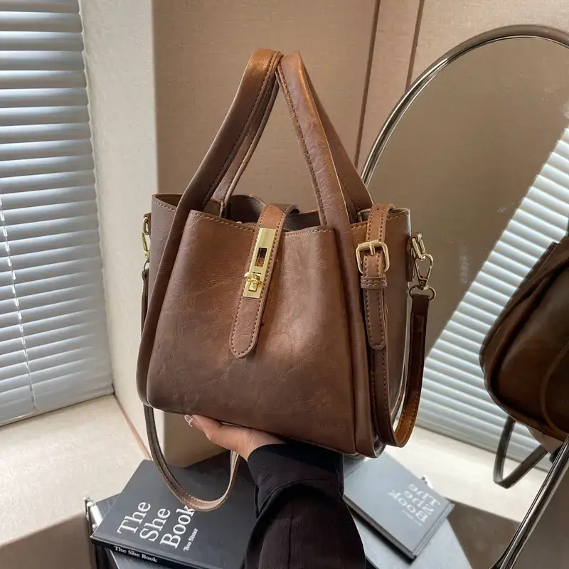 Black Leather Bucket Bag for Women 2024 - Image 5
