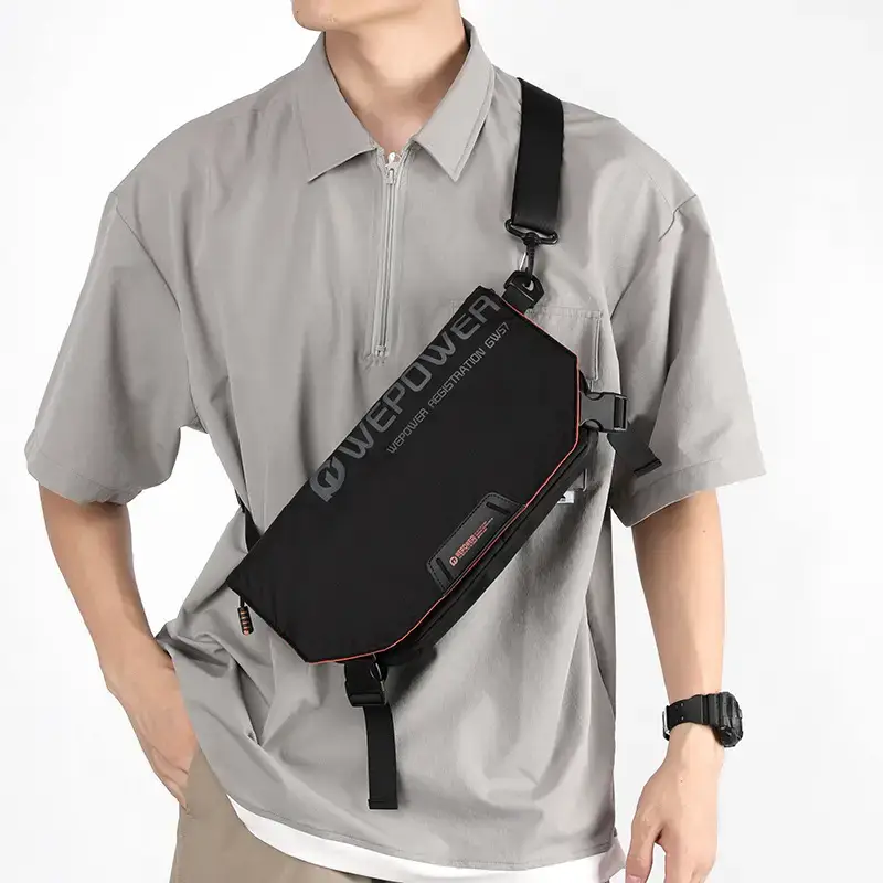 Men's Black Crossbody Bag Large Capacity Multi-Functional