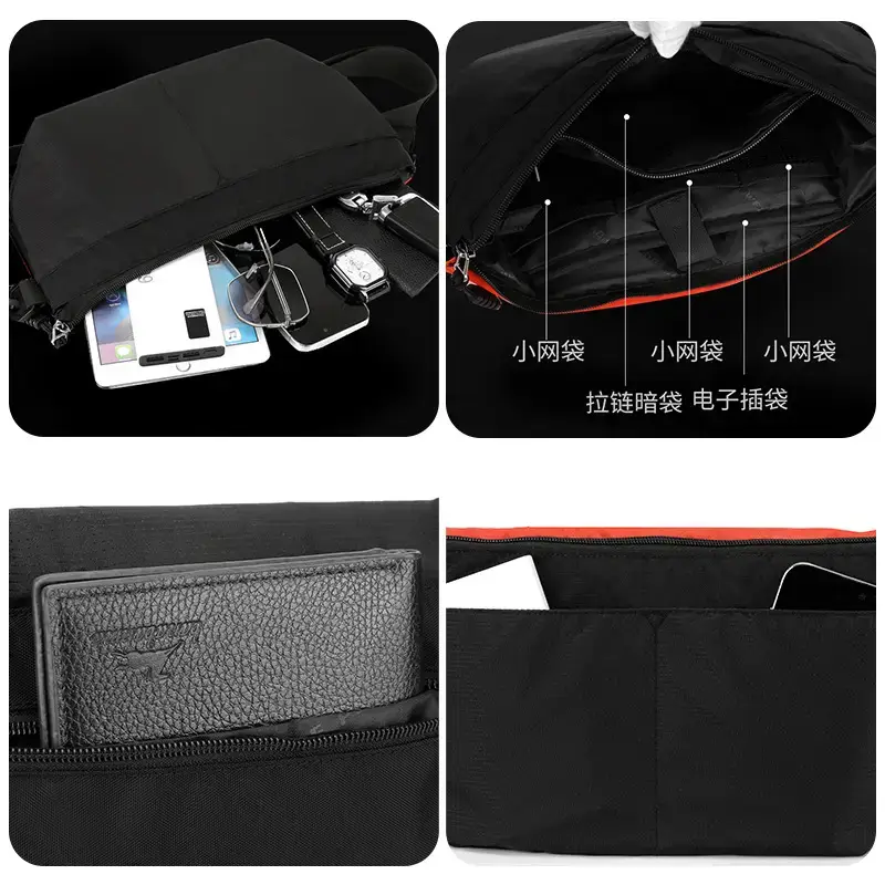 Men's Black Crossbody Bag Large Capacity Multi-Functional