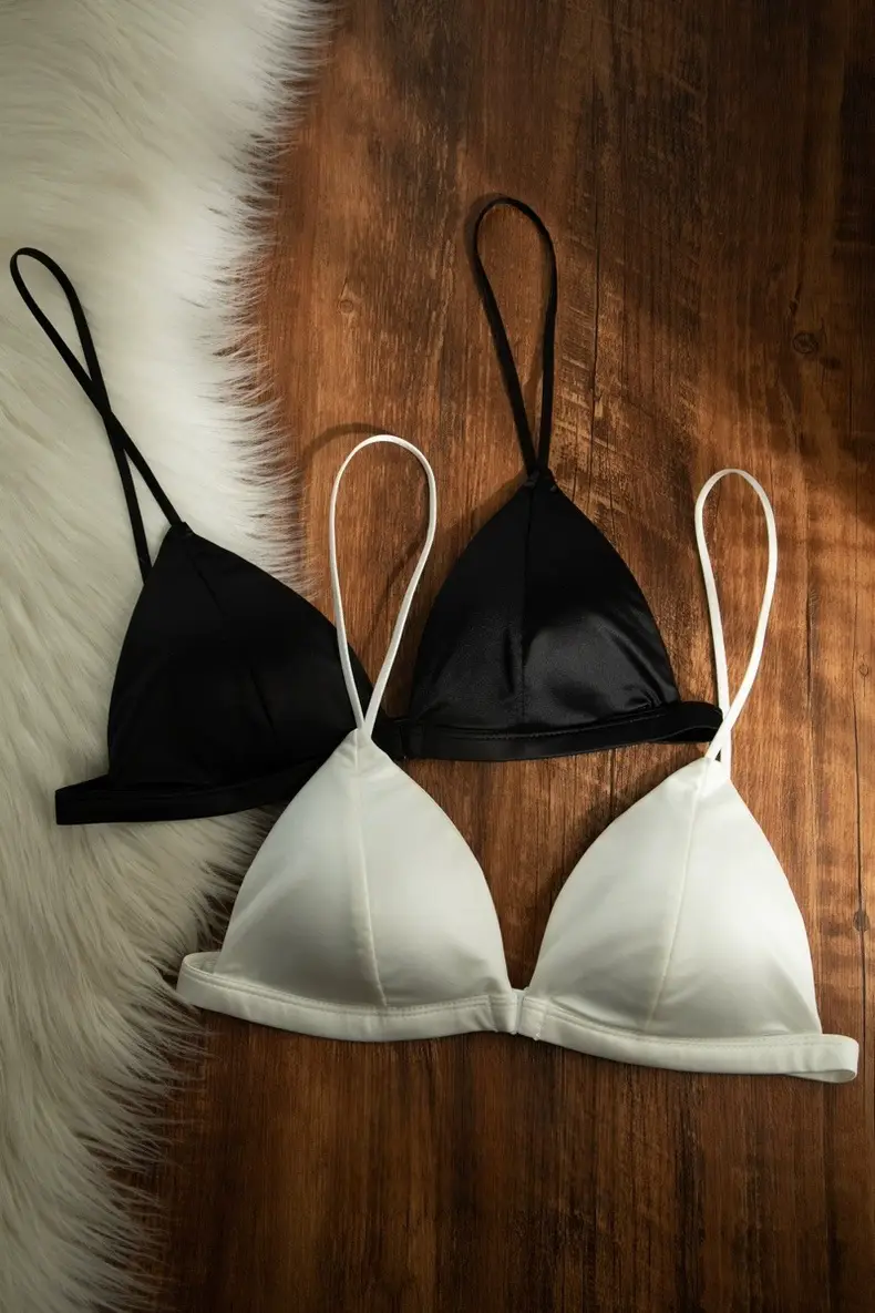 White French Triangle Cup Bra Satin New Style — feature 1