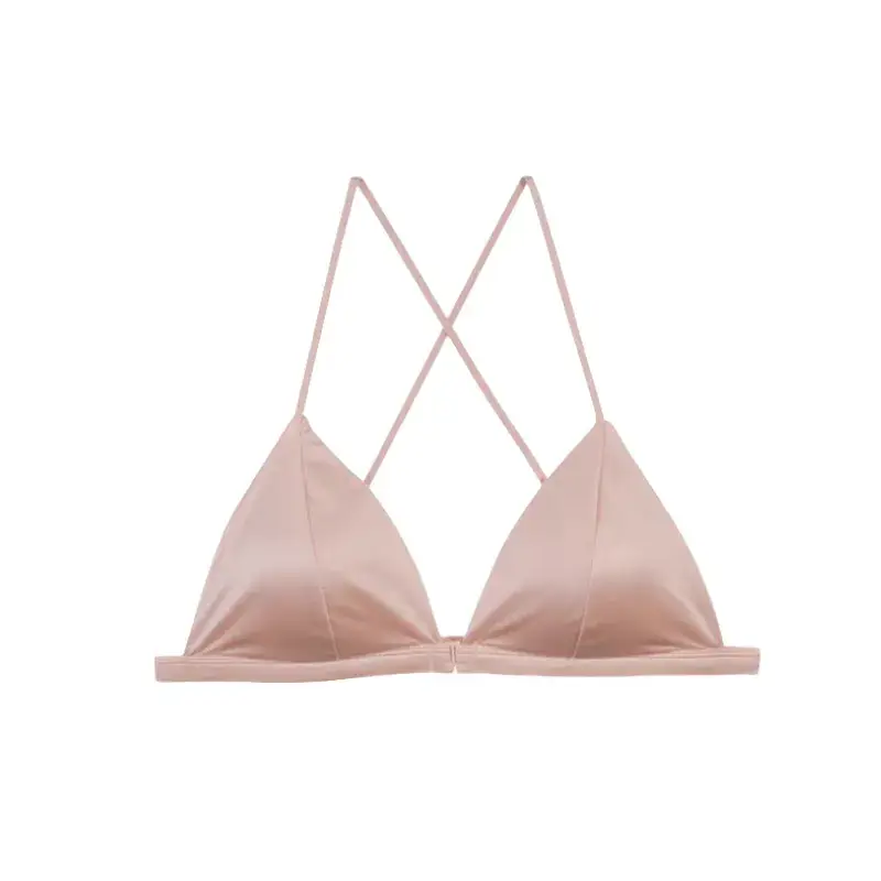 White French Triangle Cup Bra Satin New Style - Image 2