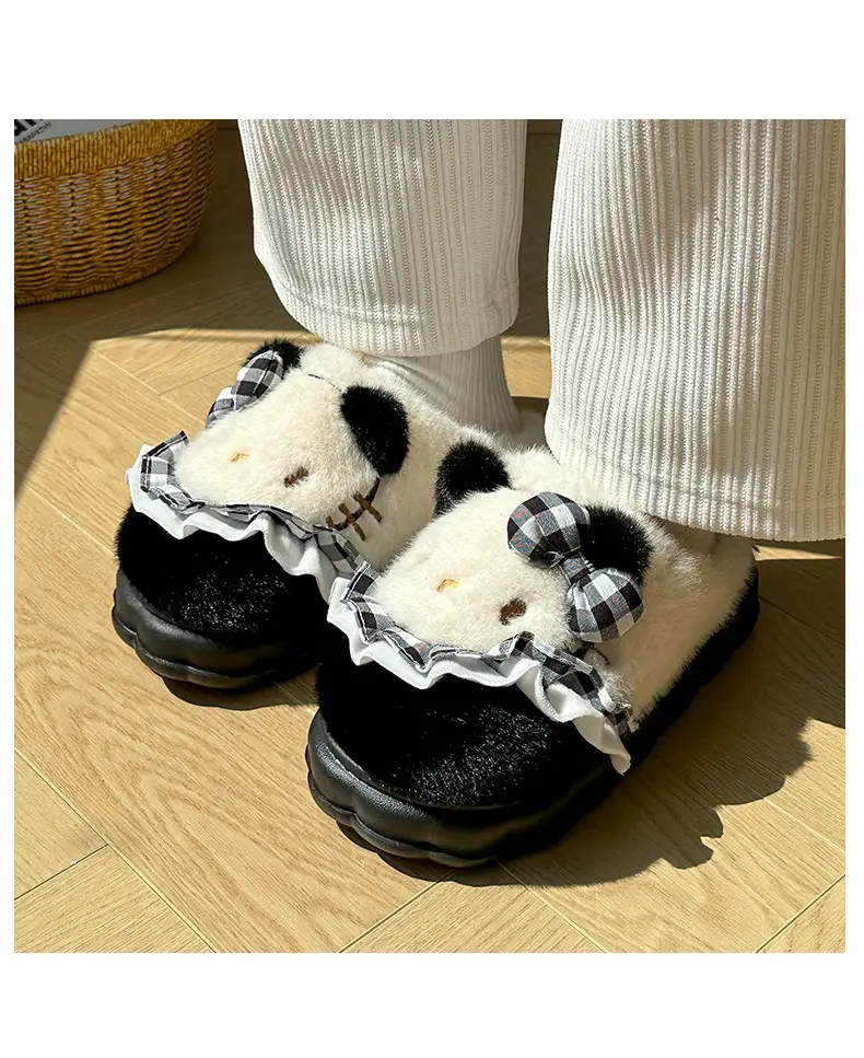 Girls Cotton Slippers Autumn and Winter Home Indoor Non-slip fleece-lined Thick Bottom Warm Plush Cartoon Kitten Cotton Slippers Student — feature 13