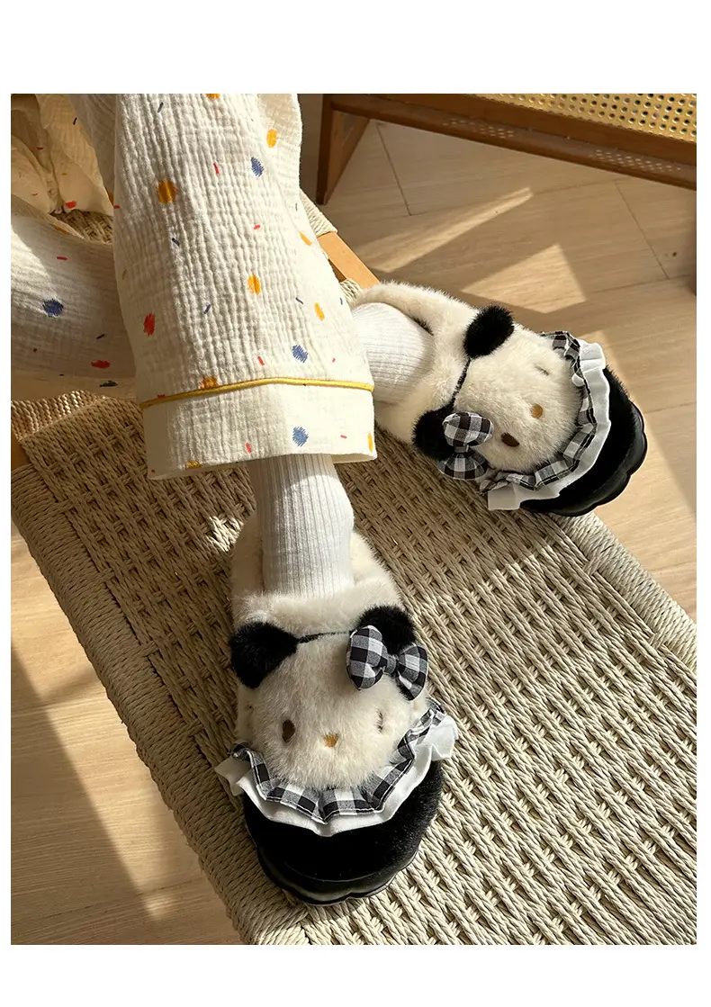 Girls Cotton Slippers Autumn and Winter Home Indoor Non-slip fleece-lined Thick Bottom Warm Plush Cartoon Kitten Cotton Slippers Student — feature 15