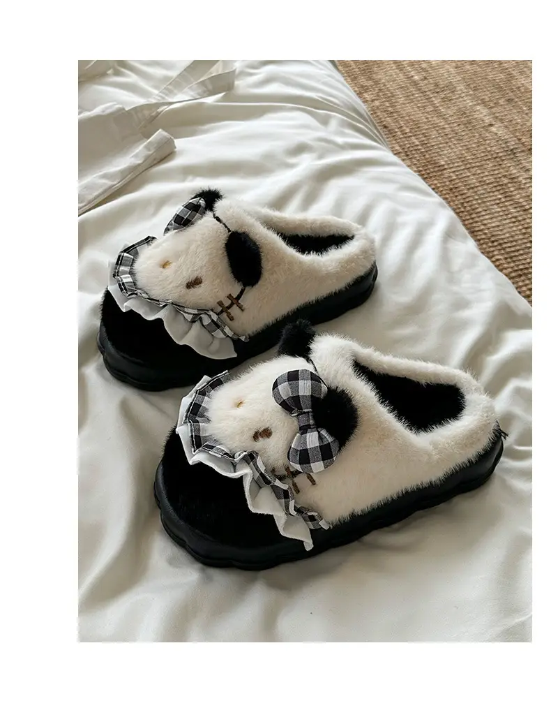 Girls Cotton Slippers Autumn and Winter Home Indoor Non-slip fleece-lined Thick Bottom Warm Plush Cartoon Kitten Cotton Slippers Student — feature 18