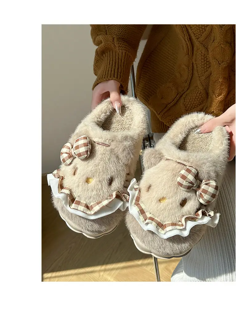 Girls Cotton Slippers Autumn and Winter Home Indoor Non-slip fleece-lined Thick Bottom Warm Plush Cartoon Kitten Cotton Slippers Student — feature 8