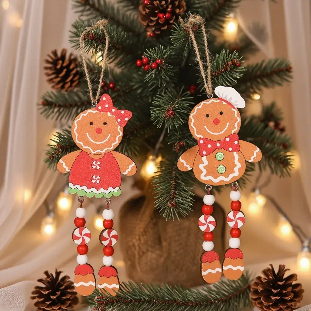 Gingerbread Man Christmas Tree Pendant Couple Set — feature 1