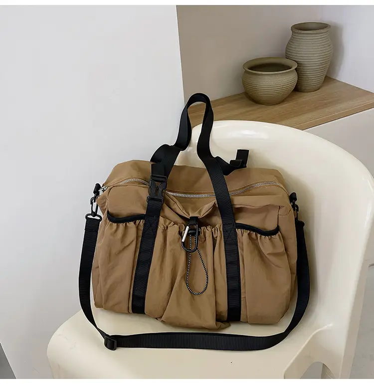 Large Capacity Casual Travel Tote Bag Lightweight Nylon Drawstring Shoulder Crossbody Bag — feature 20