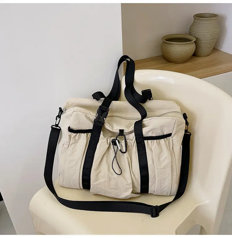 Large Capacity Casual Travel Tote Bag Lightweight Nylon Drawstring Shoulder Crossbody Bag — feature 21