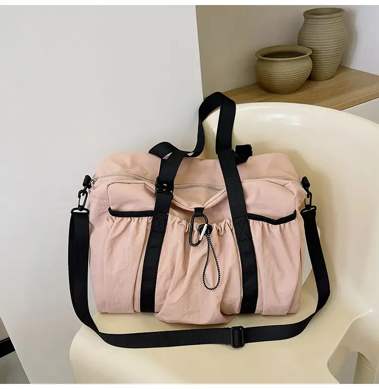 Large Capacity Casual Travel Tote Bag Lightweight Nylon Drawstring Shoulder Crossbody Bag — feature 22
