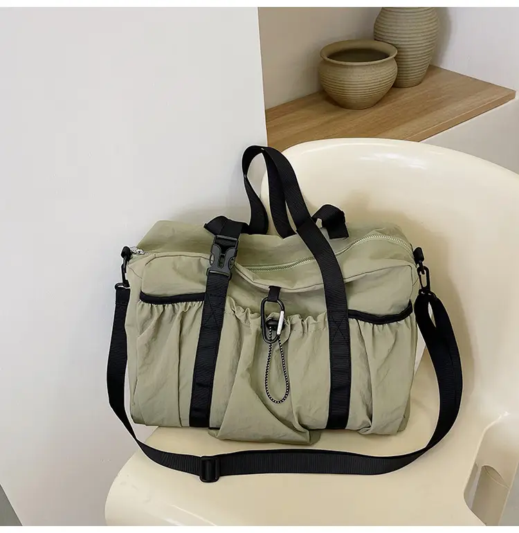 Large Capacity Casual Travel Tote Bag Lightweight Nylon Drawstring Shoulder Crossbody Bag — feature 23