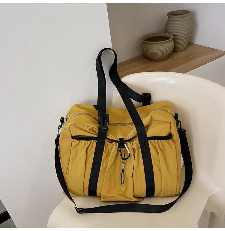Large Capacity Casual Travel Tote Bag Lightweight Nylon Drawstring Shoulder Crossbody Bag — feature 24