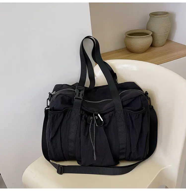 Large Capacity Casual Travel Tote Bag Lightweight Nylon Drawstring Shoulder Crossbody Bag — feature 25