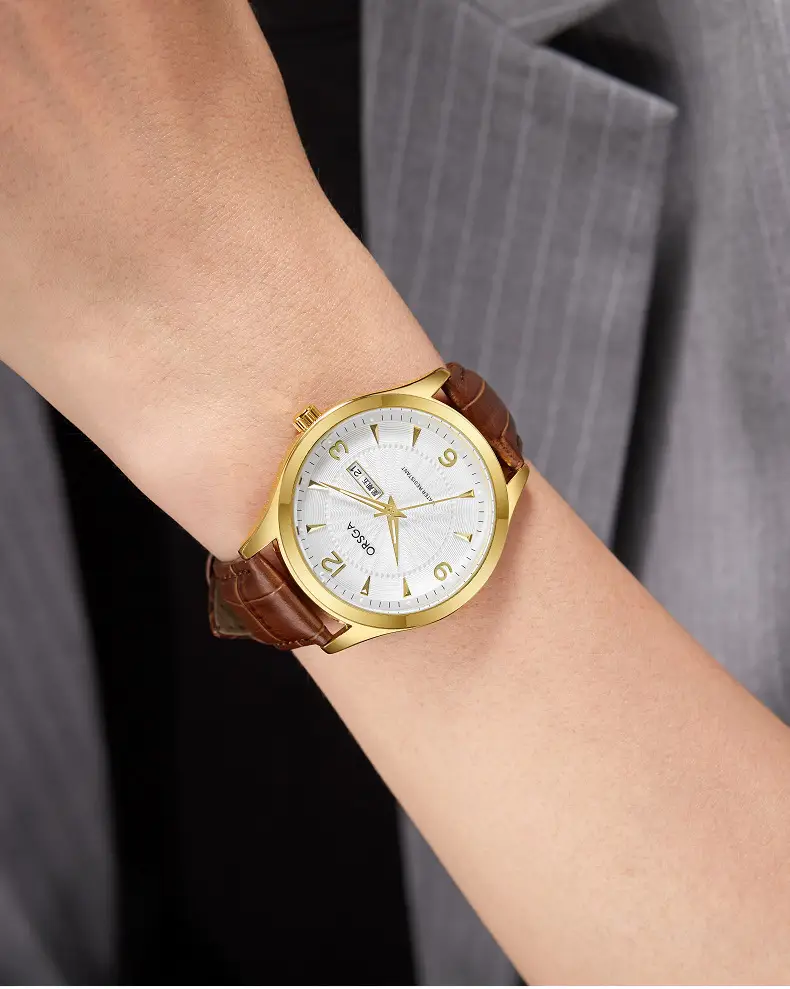 ORSGA Men's Blue Leather Calendar Watch — feature 14